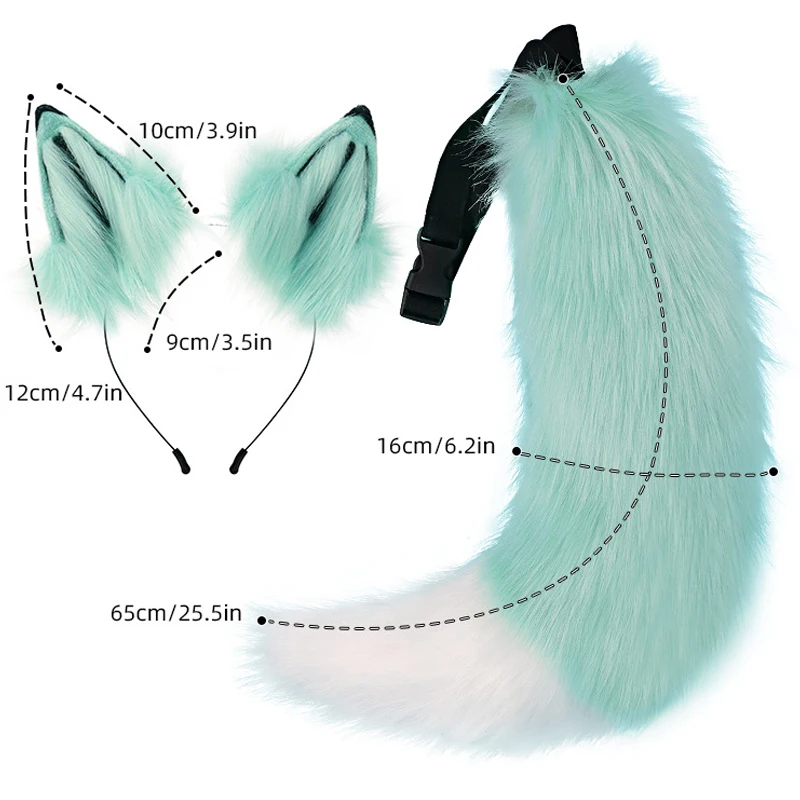 4 Styles 2Pcs/set Furry Anime Dog Ear Headband Tail Cartoon Comic-Con Cosplay Accessories Plush Simulation Animal Ears Tail