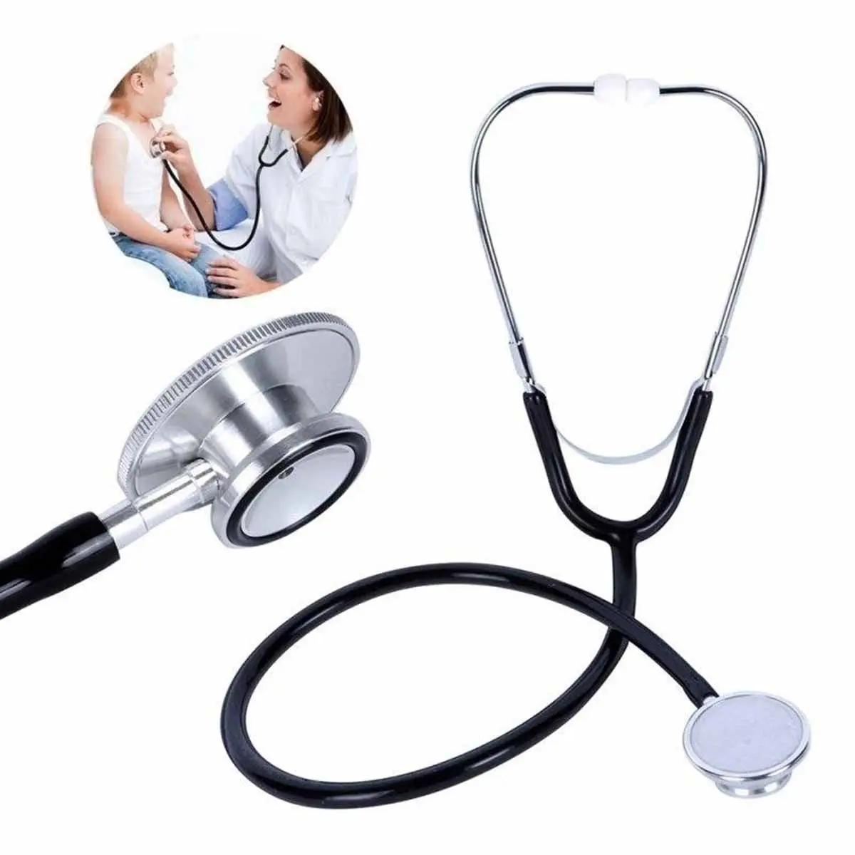 Dual Head Stethoscope Stethoscope Double Sided Portable Auscultation Device Hospital Clinic Tool Black