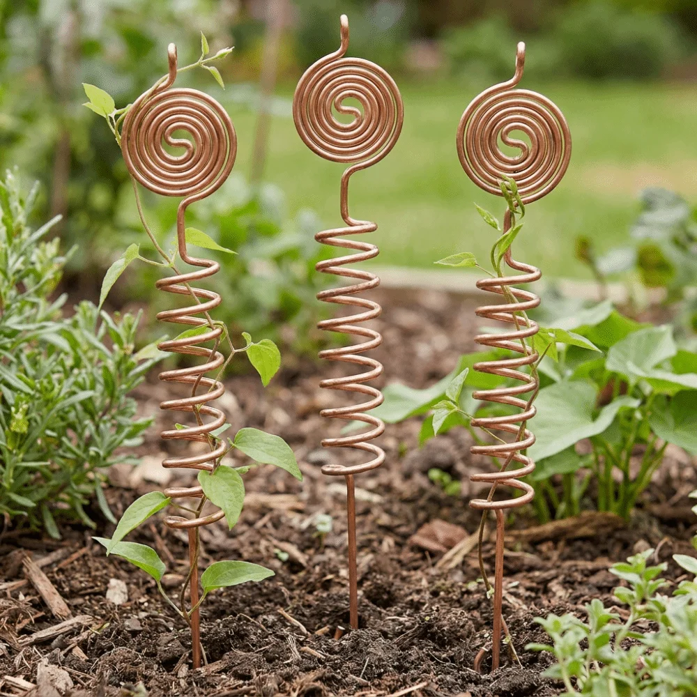 3PCS Copper Electroculture Plant Stakes Durable Multi-purpose Gardening Coil Antennas Plant Stand Bonsai Fixing Rod