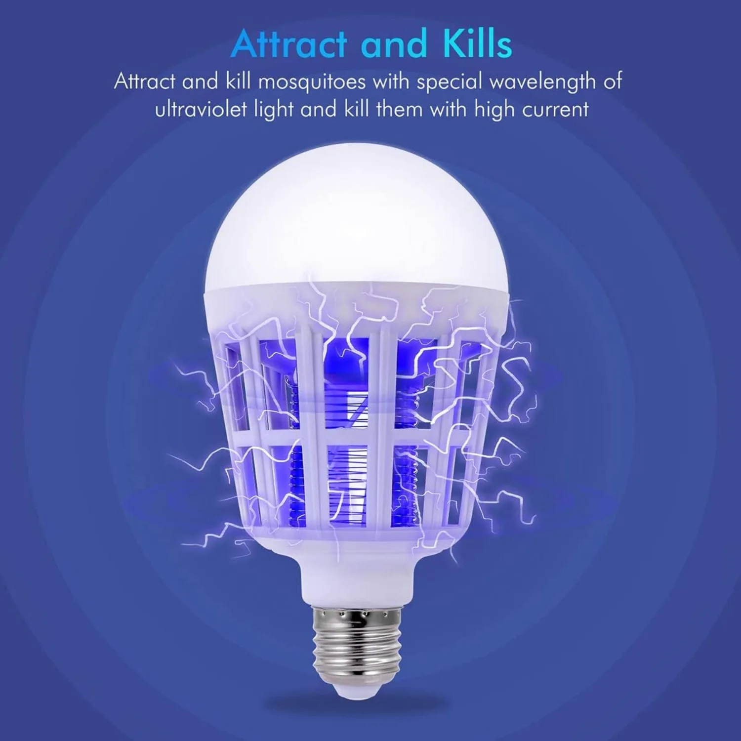 JOYINLED Piège à insectes LED 2-en-1 220V/110V E26/E27, Ampoule anti-moustiques et tue-insectes pour la maison, la cuisine et la terrasse (lot de 1/2)