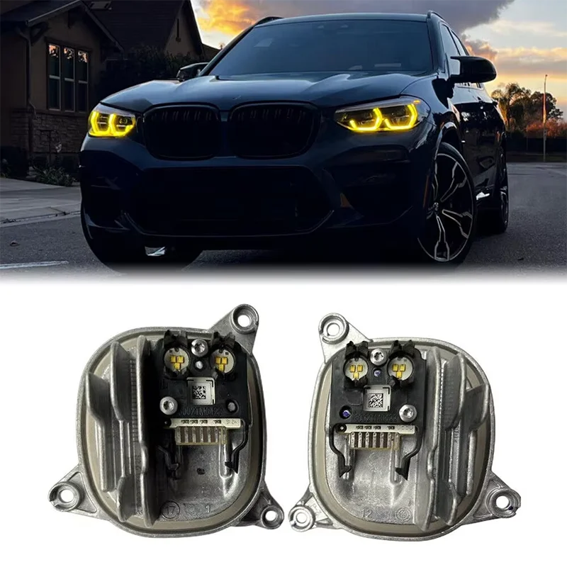 Lemon Yellow DRL LED Modules For BMW G01 X3 G02 X4 F97 X3M F98 X4M CSL Daytime Running Lights Adaptive LED Angel Eyes 7466107