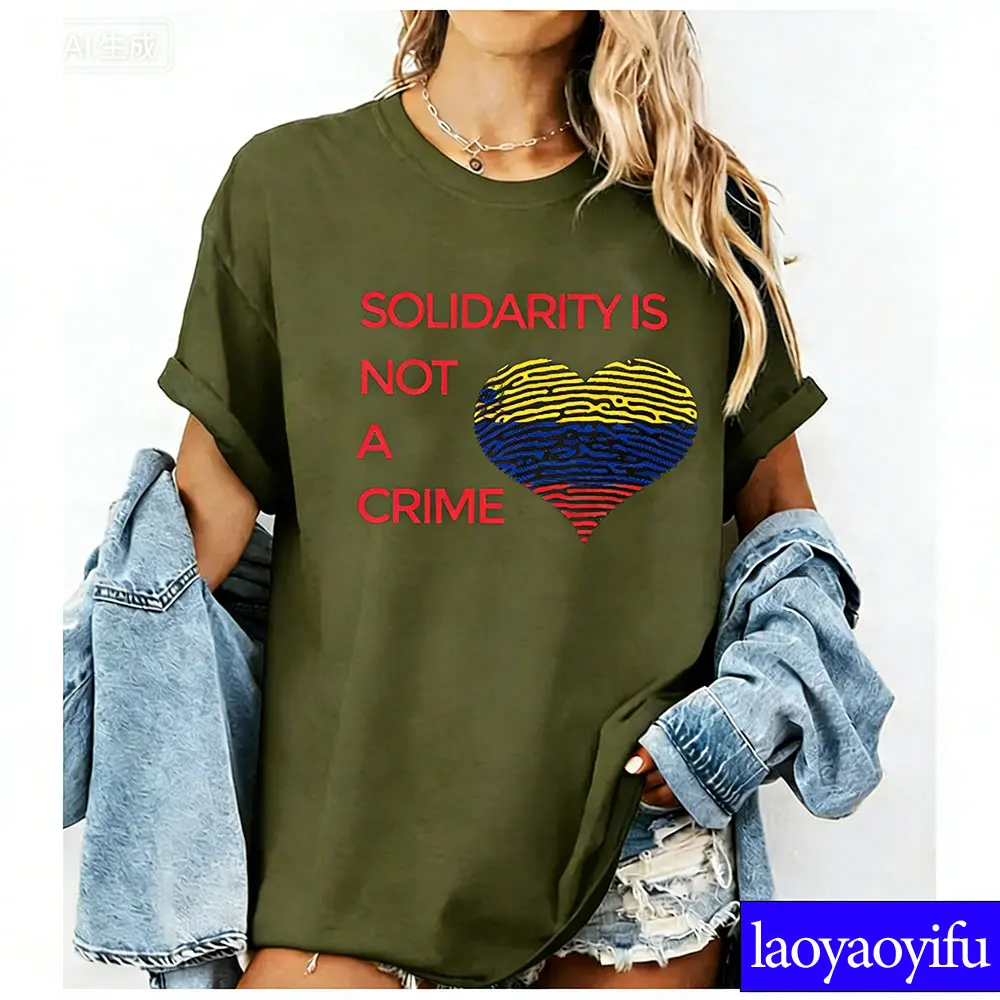 Solidarity Is Not A Crime Venezuela Shirt Venezuela Flag Heart Shirt Latin America Tee Y2k Top Harajuku Graphic T Shirts Cotton