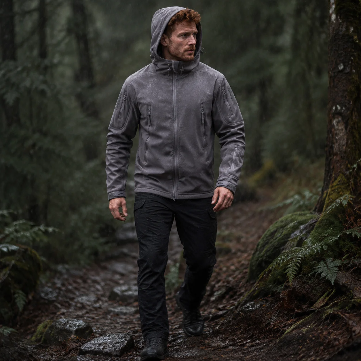 Lurker Shark Skin Soft Shell Tactical Jacket Men Waterproof Fleece Hooded Coat Autumn New Outdoor Camouflage Hunting Jacket