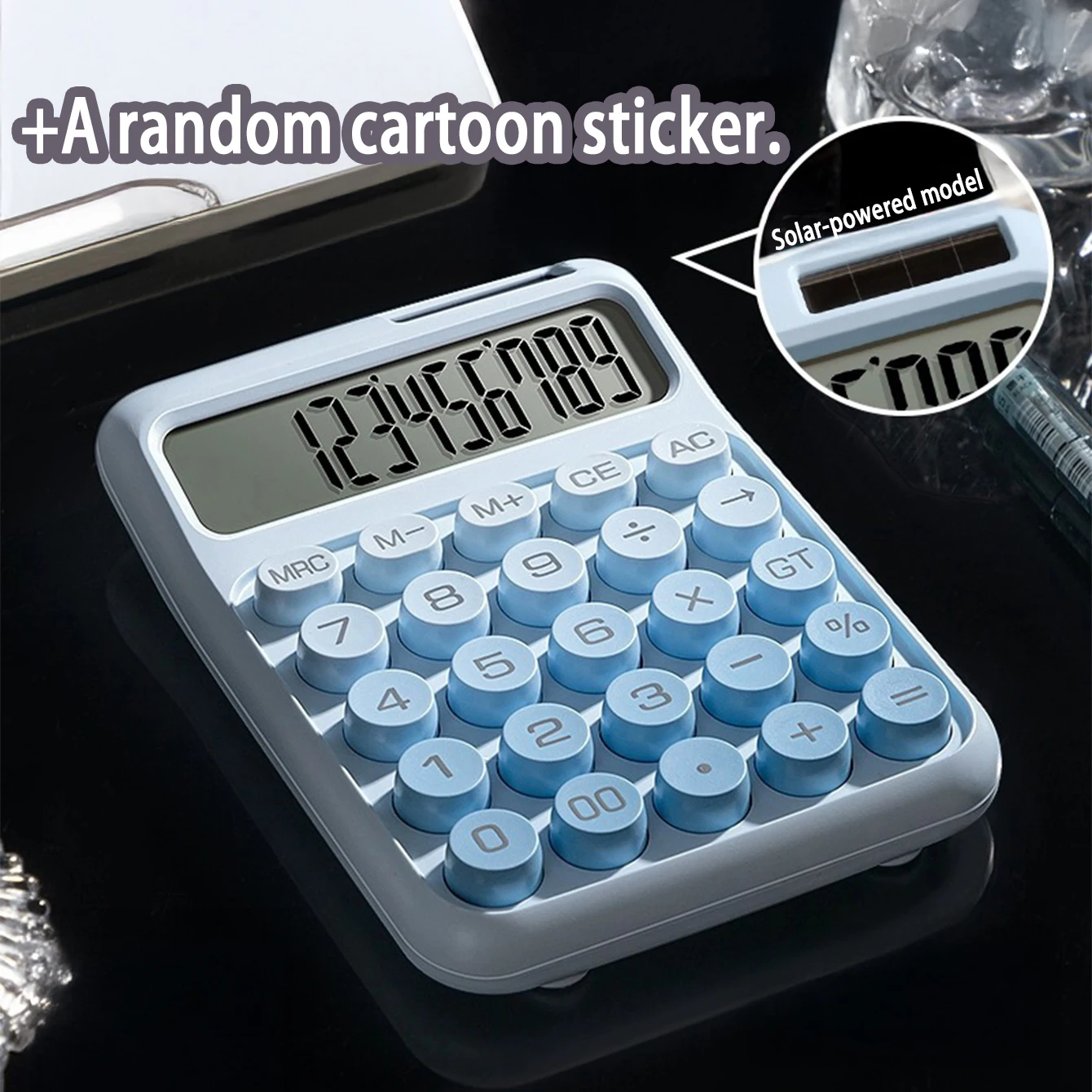 Dual-Power Gradient Color Calculator 12-Digit Wide Display Flexible Keys Large Size Solar & Battery Operated for Business Use