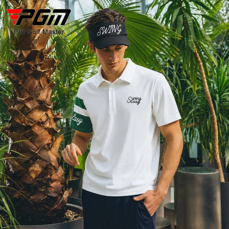 PGM Golf Men's Short Sleeved T-shirt Summer Sunscreen Collar Top Polo Clothing YF924