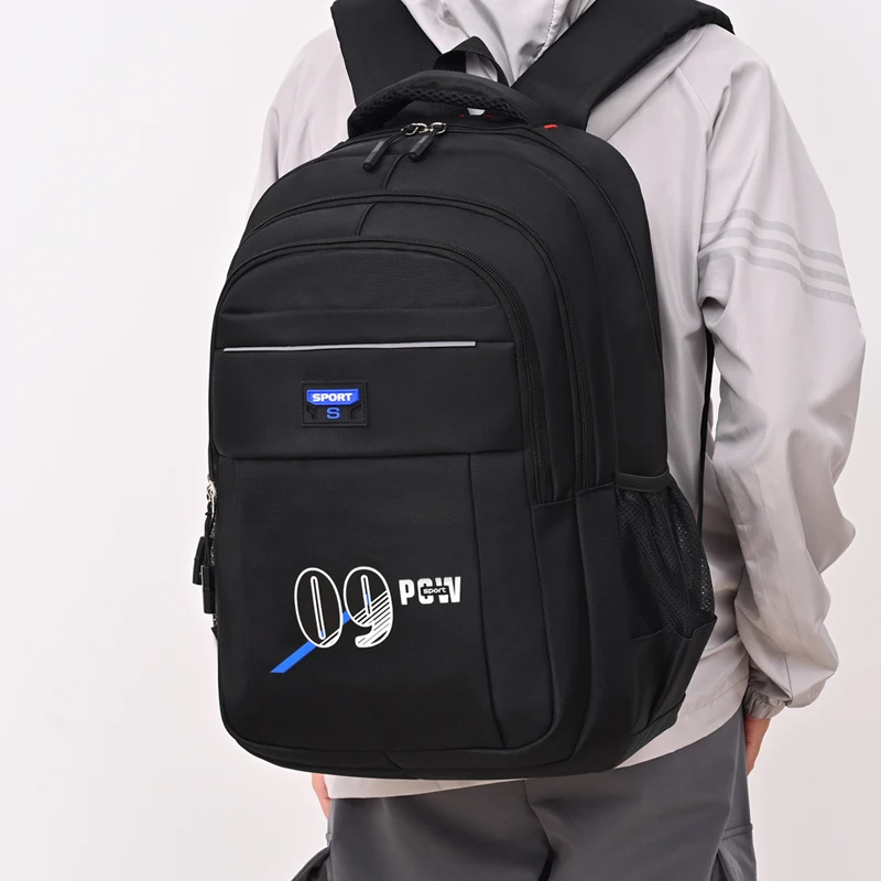 Large-capacity Student School Bag Casual Solid Color Backpack Material Oxford Men New Backpack Multi-functional Simple Bag