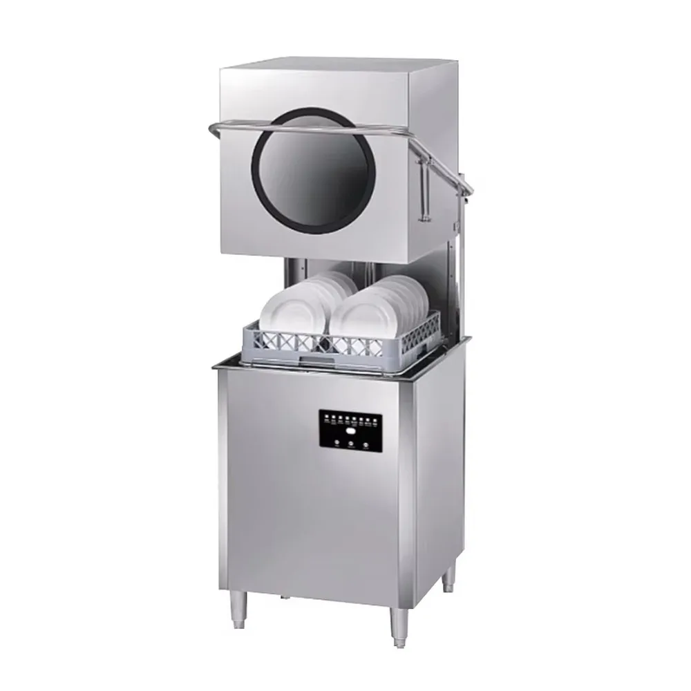 Commercial Dishwasher Freestanding Stainless Steel Fully Automatic Hood Type Kitchen Equipment for Hotel Restaurant