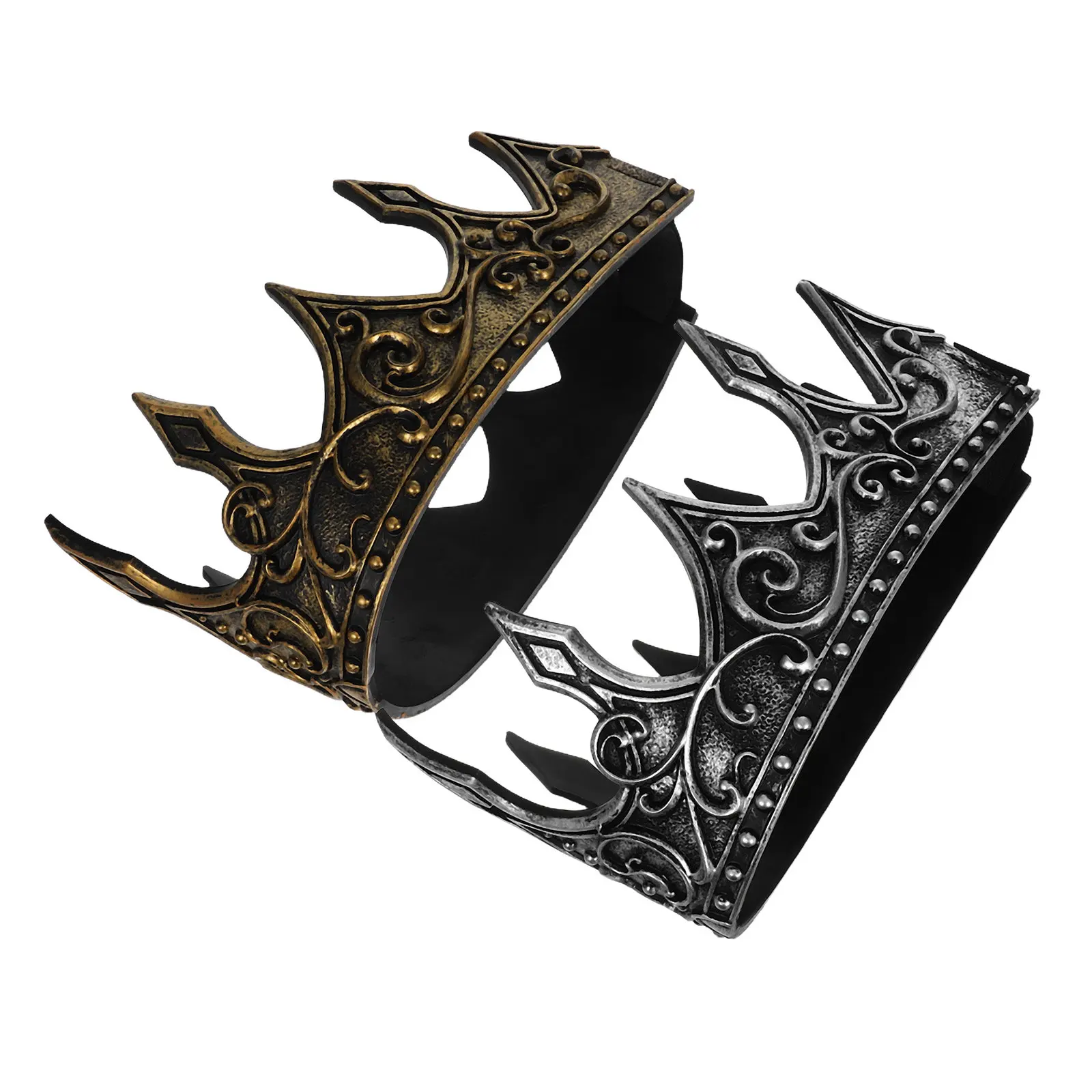 

2 шт. Золотые средневековые королевские короны-ободки из ПУ, легкие, для вечеринок, косплея, свадеб, Хэллоуина, выпускных, театральных представлений, украшение для мужчин