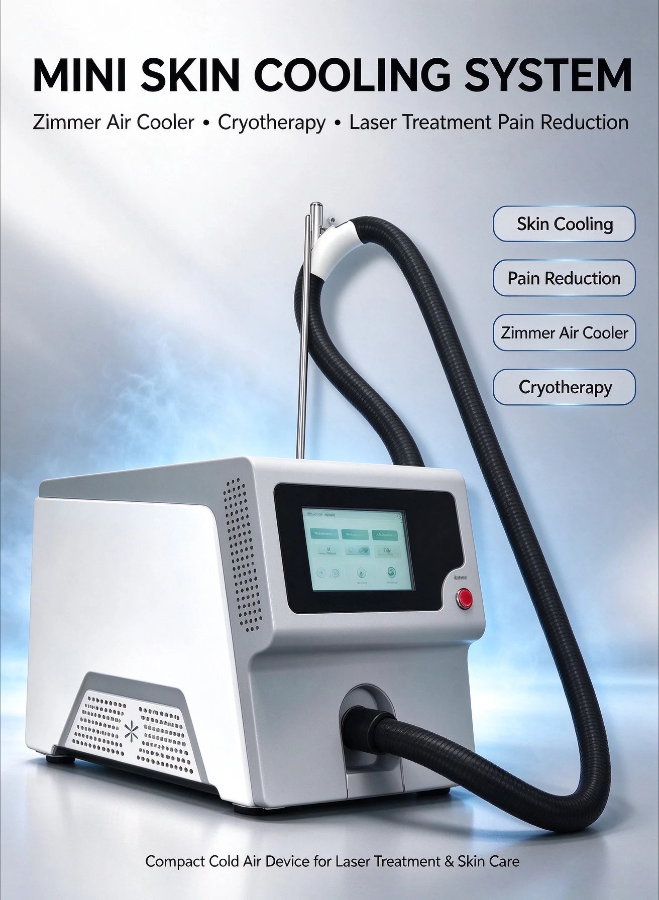 Mini Zimmer Air Cooler, Skin Cooling Cryotherapy System, Laser Pain Reduction Skin Cool Device
