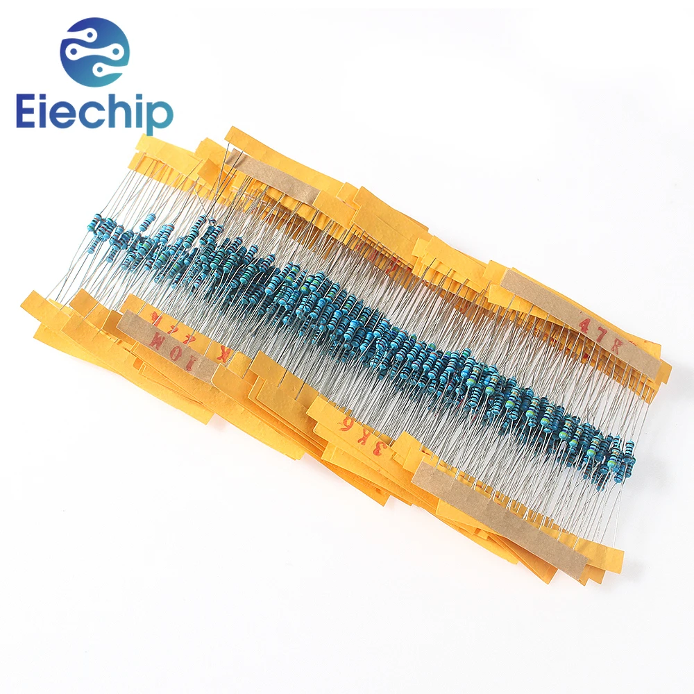 500PCS 50 Values 1/4W Resistor Assorted Set Pack,1 Ohm ~10M Metal Film Resistor Kit,High-Quality set of resistor 39K 47K 56K 68K