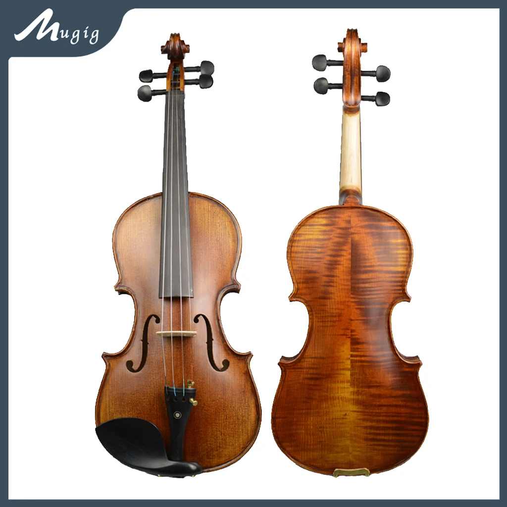 

Vintage Handmade Advanced 4/4 Size Violin Hand Varnish Naturel Flamed Maple Violin Spruce TOP Ebony Parts W/ Bow Oblong Case SET