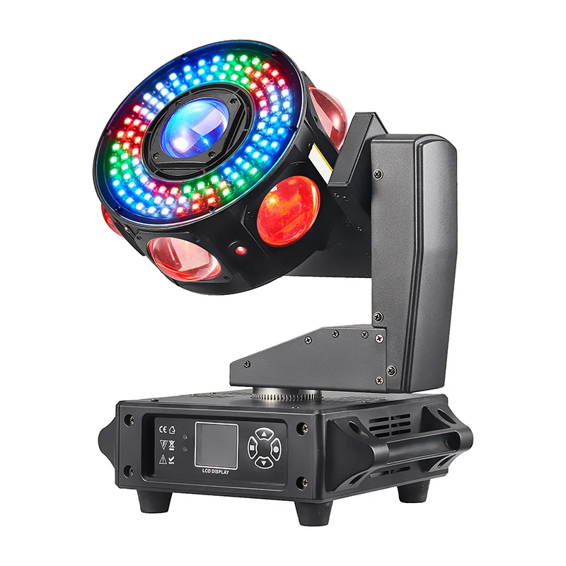 120W RGBW LED Versatile Hybrid Beam Moving Head Light 3-Axis 360 Rotation  6-in-1 DMX Strobe Effect for DJ Disco Wedding Party