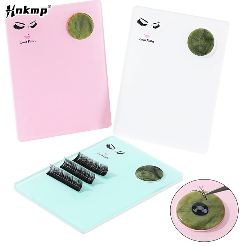 Acryl Jade Steen Geënt Wimper Board Wimper Extension Plaat Lade Lijm Pallet Board Stand Pad Wimpers Makeup Tools