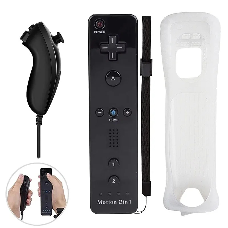 Mando de juego 2 en 1 para Nintendo Wii/Wii U, controlador opcional con joystick Motion Plus, mando inalámbrico para videojuegos, funda de silicona