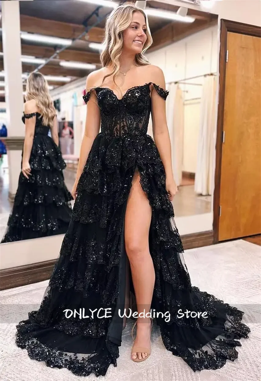 Charming Black Mermaid Evening Dress One-Shoulder Crystals Beads Prom Dress Vestidos De Fiestas Elegantes Mujer Customized 