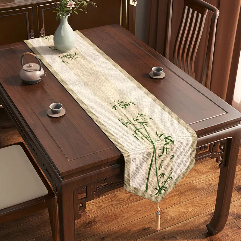 

Table Runner Linen Cotton Blend Retro Chinese Style Zen Tea Table Decor for Study Room, Tea Room, Hotel & Upscale Restaurant​