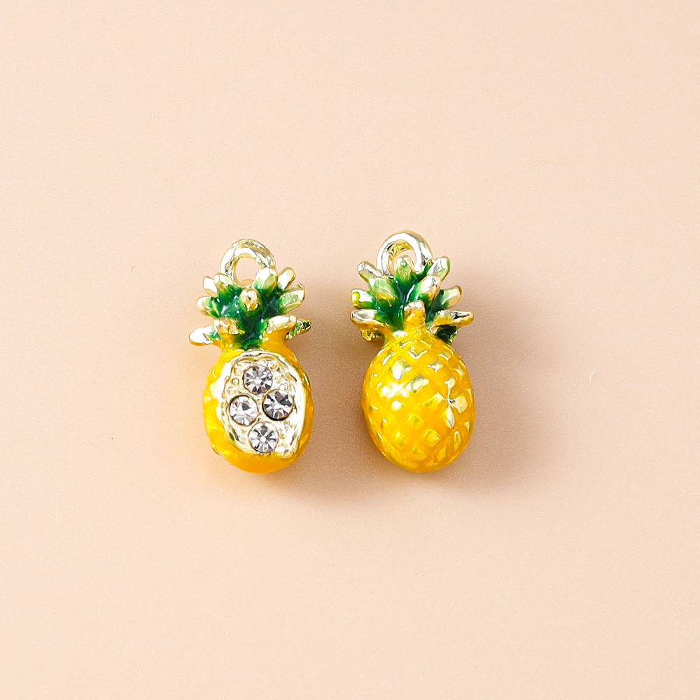 5 Stück Niedliche Gemischte Obst- und Gemüseanhänger: Kirsche, Traube, Mais - Emaille-Charms für DIY Schmuckherstellung, Halsketten und Ohrringe – Detail 8