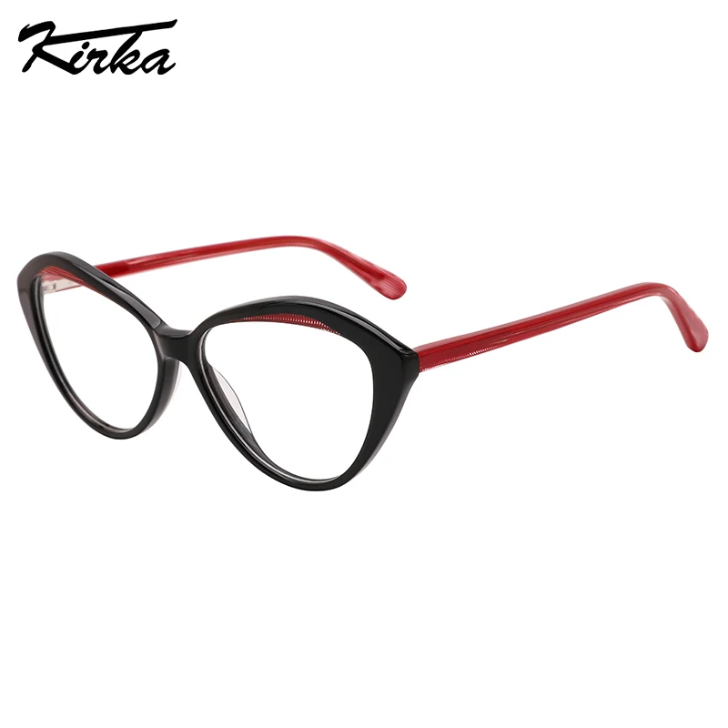 Kirka Female Acetate Triangle Stripes/Pattern Dotted Colors Optical Frames Prescription Lens Dotted Temples Glasses WD4235