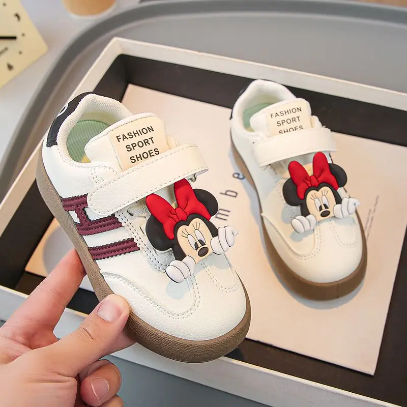 

Новая весенне-осенняя повседневная обувь для детей Minnie, кроссовки Disney, модные кроссовки для первых шагов, обувь для мальчиков и девочек, обувь с Микки Маусом.
