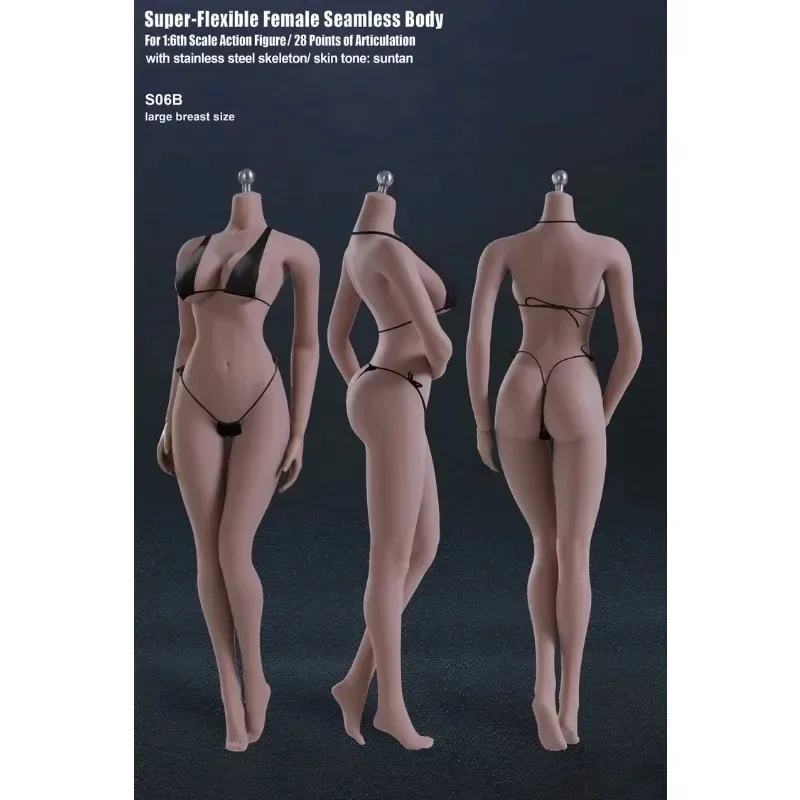 S01A S04B S07C S10D 1/6 مقياس الفولاذ المقاوم للصدأ أنثى الجندي سلس دمية الجسم ل 12 بوصة عمل الشكل شاحب/Suntan الجلد الجسم نموذج #5