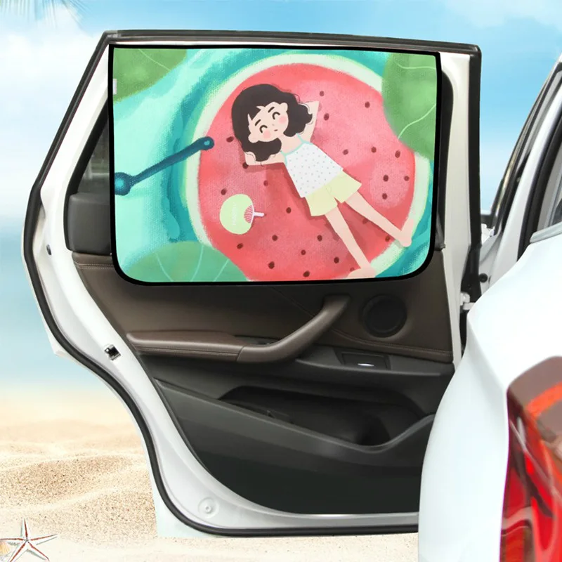 Cortina magnética para ventana de coche, parasol Universal de dibujos animados, protección UV para niños y bebés