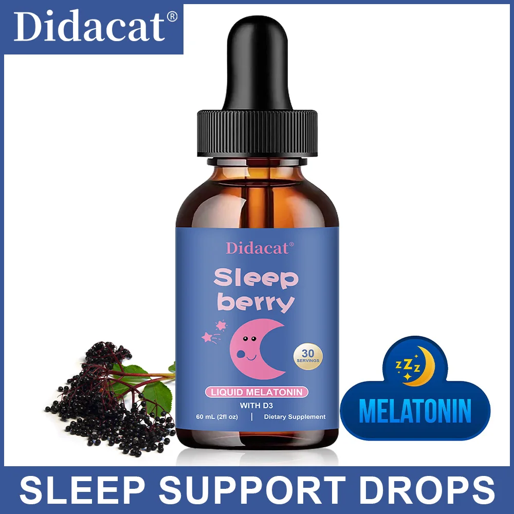 

Liquid Melatonin - with Elderberry and Vitamin D - Immune System Sleep Support - Melatonin Drops