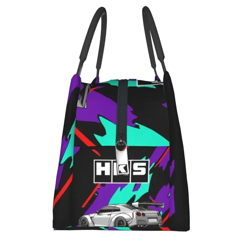 Custom Japanese Retro Auto Hks Jdm Drifting Lunch Bags Men Women Cooler Thermal Insulated Lunch Boxes for Work Pinic or Travel