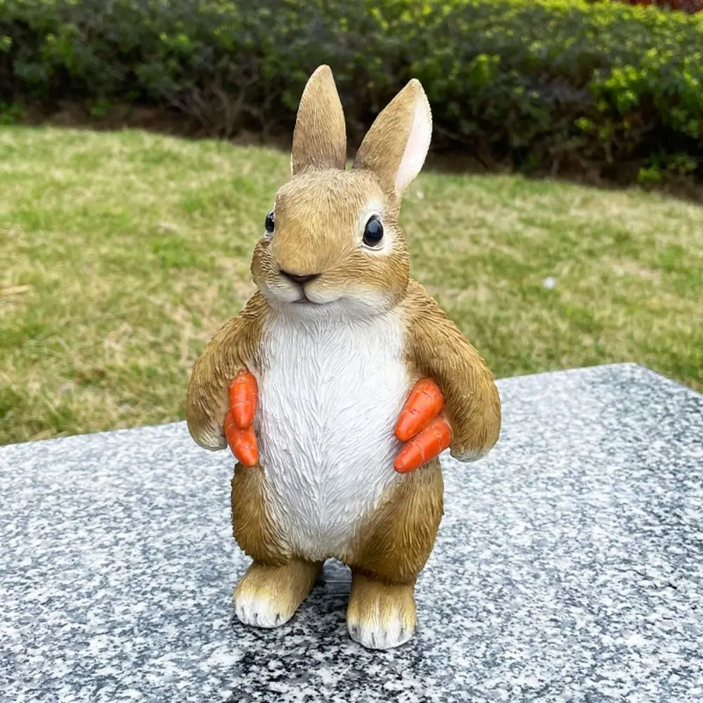 Crafts Resin Rabbit Figurine Cute Handicraft Bunny Statue Simulated Cartoon Animal Sculpture Gift