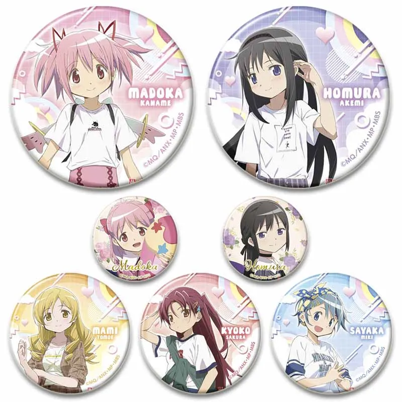 58mm Puella Magi Madoka Magica Pins Cute Anime Figure Homura Miki Sayaka Brooch Cosplay Badge Backpack Shoes Jewelry Accessories