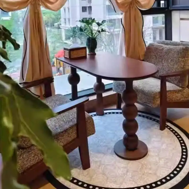 

Small Space Dining Table Brown Legs Designer Coffee Console Dining Table Dinette Wood Modern Mesa De Jantar Furniture Home