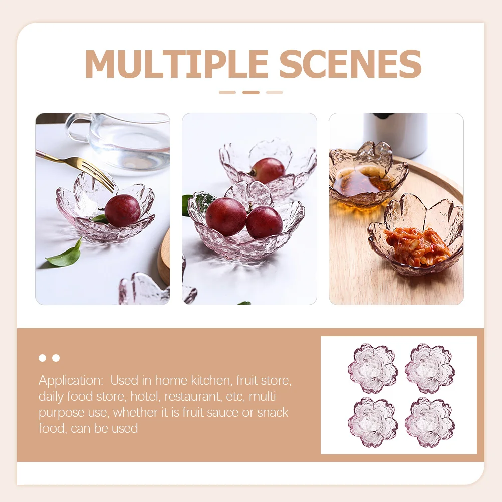 

4Pcs Flower Sauce Dishes Glass Bowls Small Spice Plates Heat Resistant Saucers for Sauce Soy Saucers Plates Glass Bowls