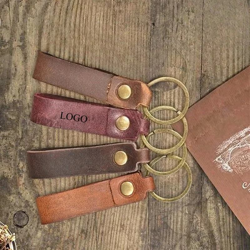 

Laser Engrave Car Key Customized Genuine Leather Keychain Vintage Personalize Engrave Name Key Chain Holder for Men Women Gift