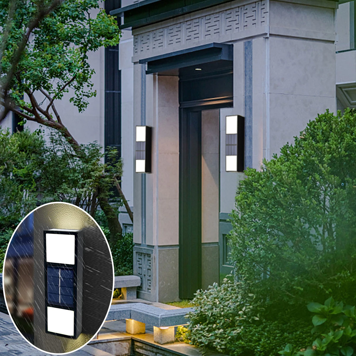 2PCS Solar Wall Lamp Outdoor Waterproof Up and Down Light Lighting Solar Lamp Sunlight for Villa Garden Patio Yard Porch Balcony