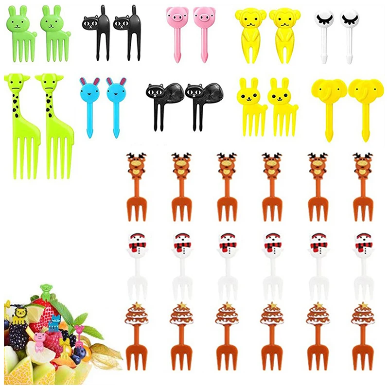 

Cute Mini Animal Cartoon Food Picks Children Snack Cake Dessert Food Fruit Forks, Silicone Lunch Box Dividers