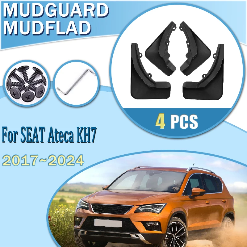 

Car Mudguard For SEAT Ateca KH7 2017~2024 MudFlaps Fender Guards Dust-proof Splash Protection Mudguards Auto Parts Accessories