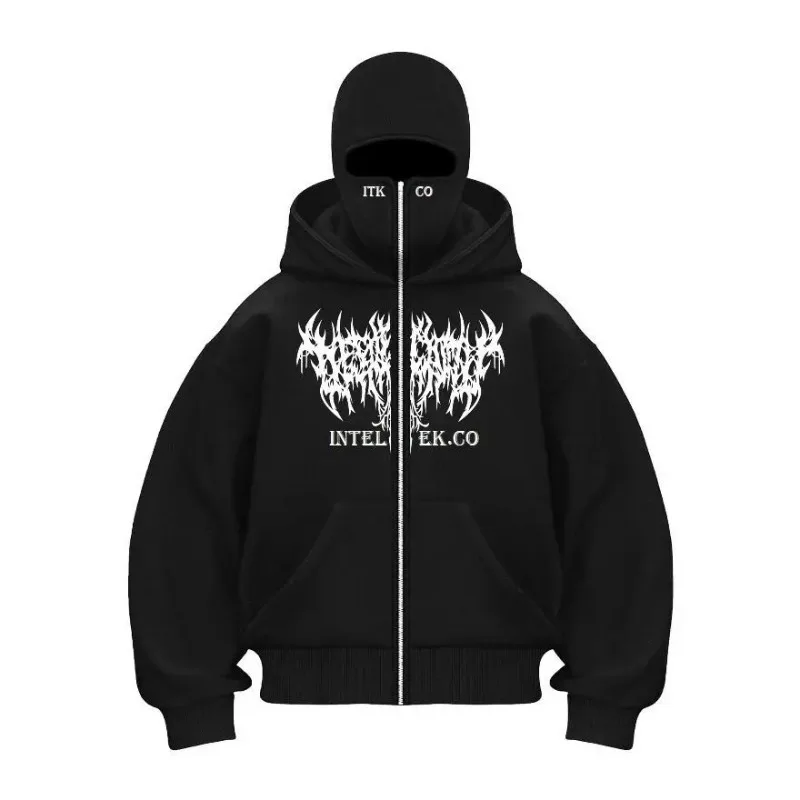 New Autumn/Winter Fleece Unisex Zip Hoodie - Balaclava Hood Mask Design, Cool Style Sports Sweater