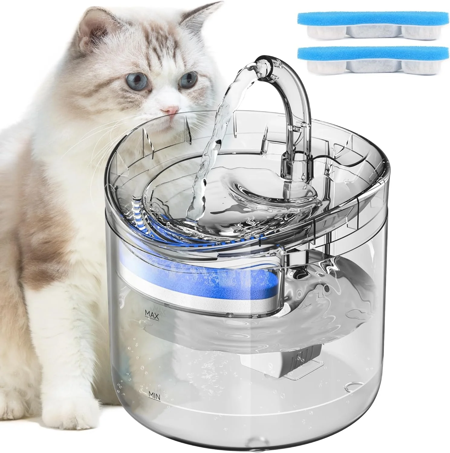 

1.8L Cat Water Feeder Animal Water Fountain for Cat Smart Dog Water Dispenser Pet Sensor Drinker Clear with Two Flow Modes