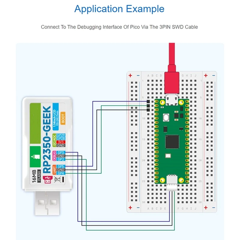RP2350-GEEK Development Board, Based On RP2350 Microcontroller, With 1.14Inch 65K Color LCD, USB Debugging Downloader