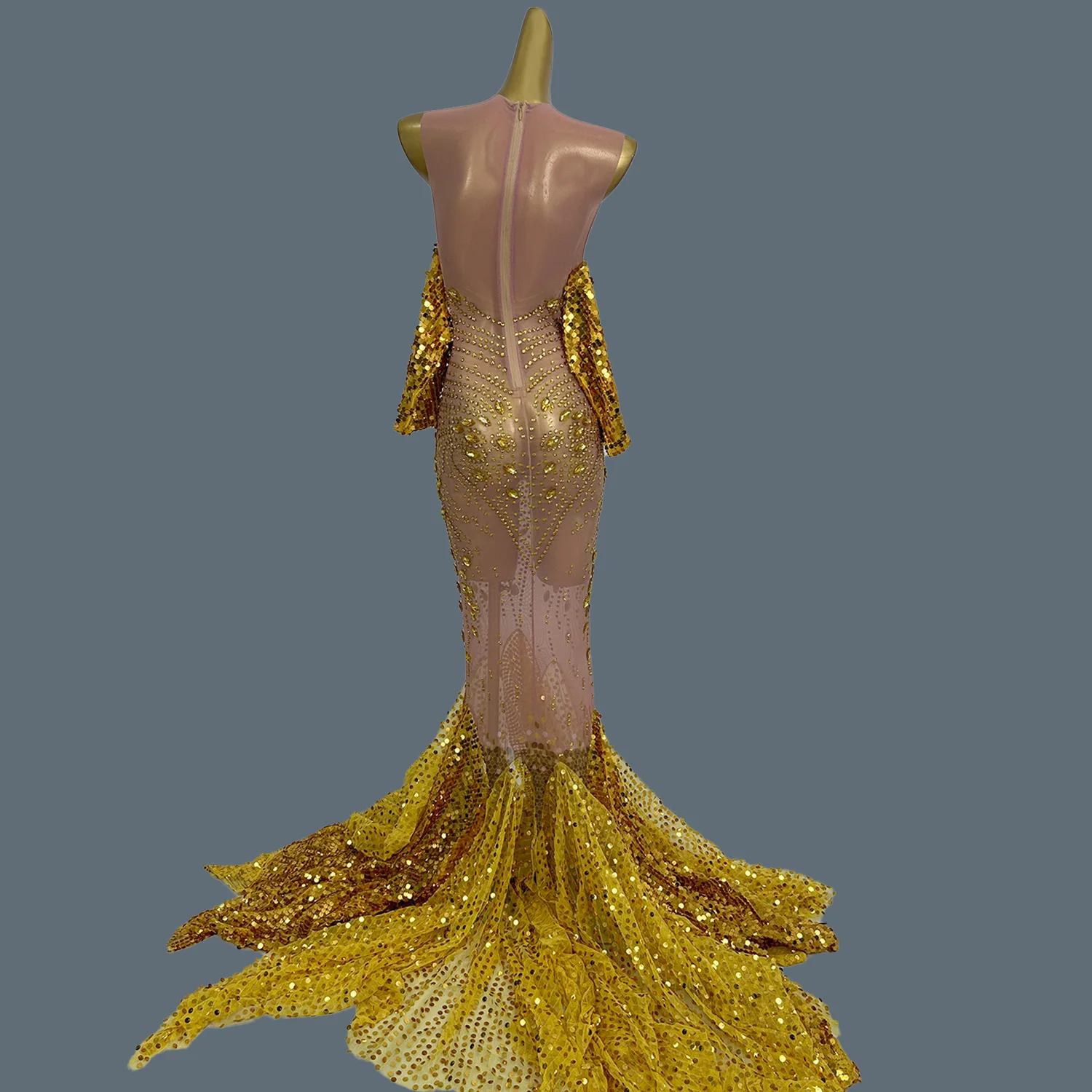 

Luxury Dinners Women's Wedding Prom Rhinestone Sequins Elegant Dress High-end Sexy Fishtail Gown Birthday Photograph Wear Lipao