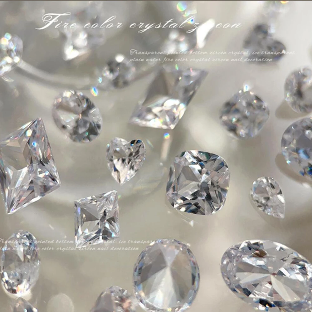10pcs 5A Transparent Zircon Nail Art Charms Crystal Rock Sugar/oval/Rectange/Pointed Bottom Nail Diamond Rhinestones Nail Decor