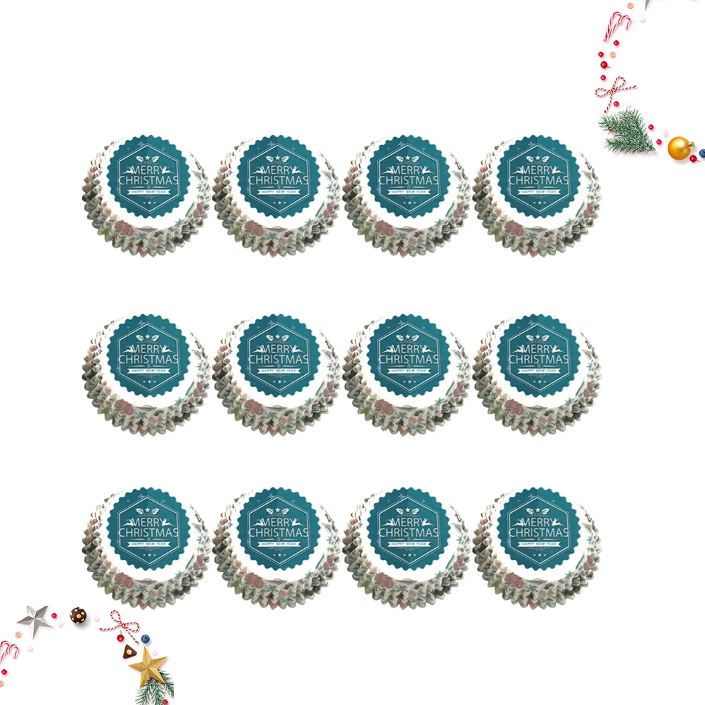 

100 Pcs Cake Tray Christmas Wrappers Floral Cupcake Cups Paper Oil Proof Dessert Wraps