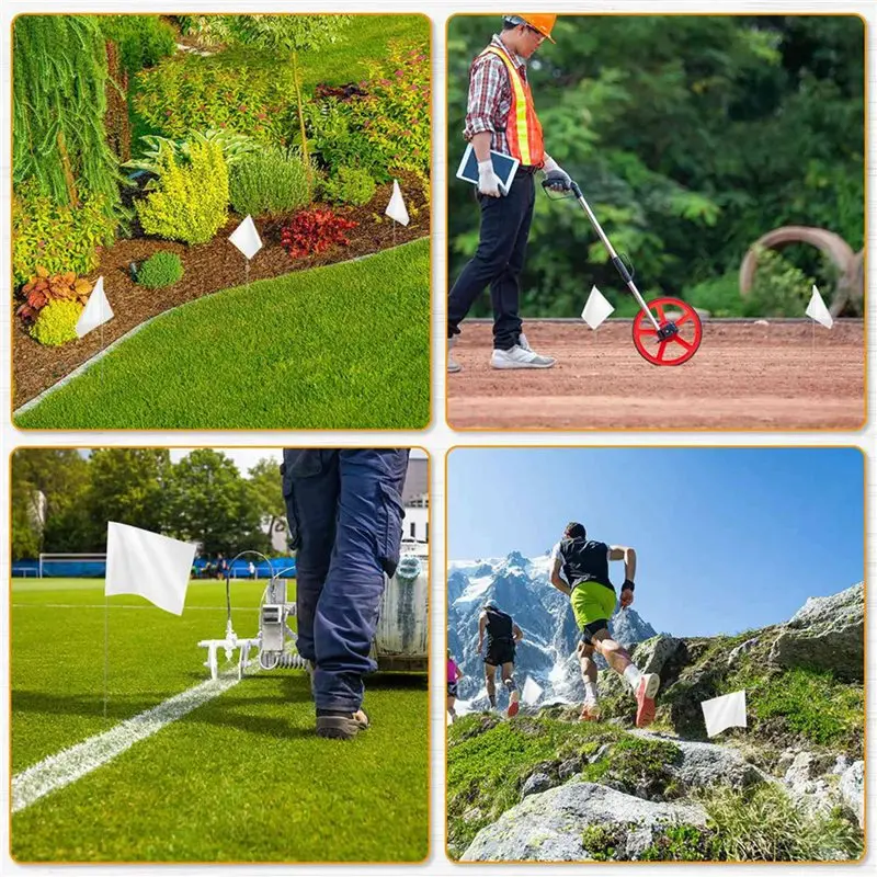 AB41-Marking Flags Marker Flags For Lawn 60 Pack, PVC Small Flags,Marking Flags Lawn Flags, Garden Flags,Survey Flags,White