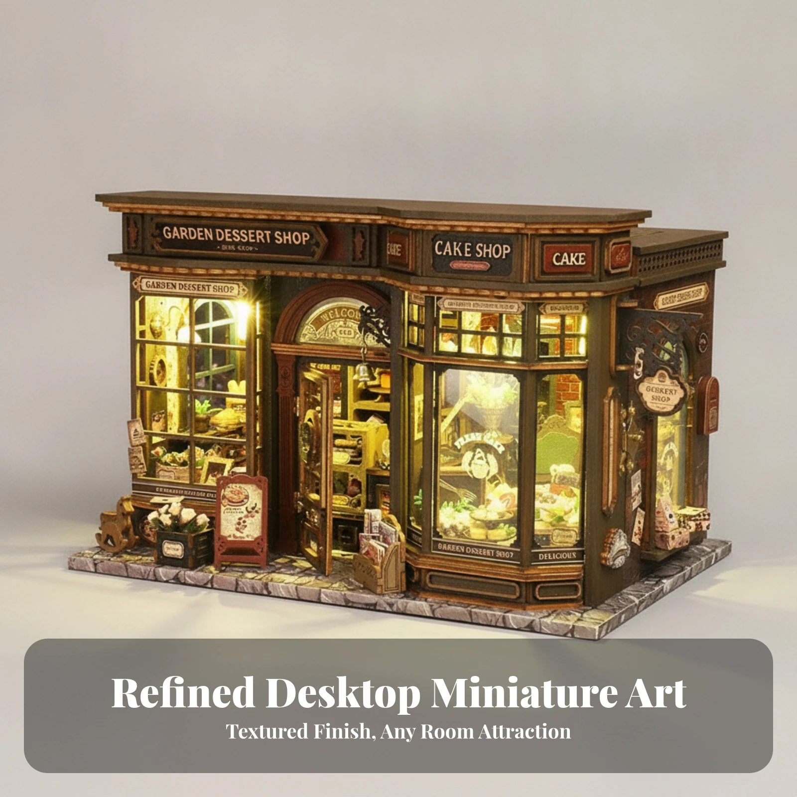 Model Kit Compact DIY Dessert Shop Miniature with Instruction Manual Puzzle Giftable for Teens and Adults, Room Décor