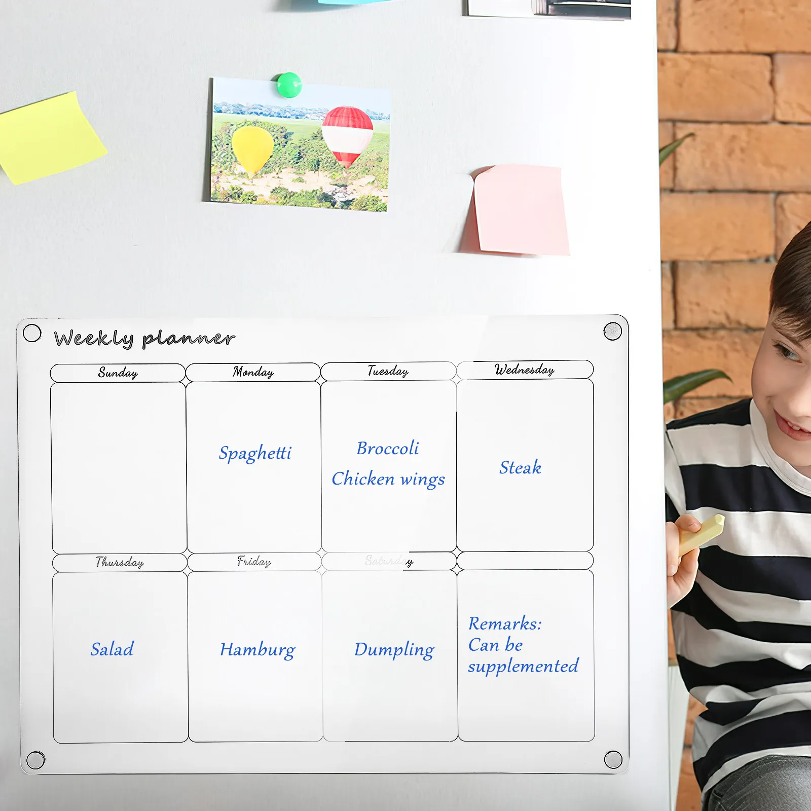 

2Pcs Transparent Acrylic Boards Monthly Weekly Planning Writing Board Clear Magnetic Memo Schedule List Fridge Organizer