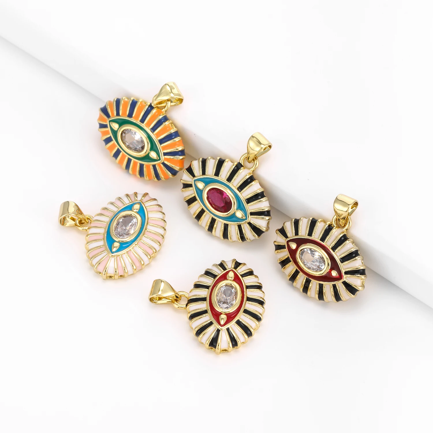 Stripe Red/Green/Rose Red/Dark Blue/Light Blue Evil Eye Designs Pendant Copper Zircon Jewerly Accessories Party Gifts For Women
