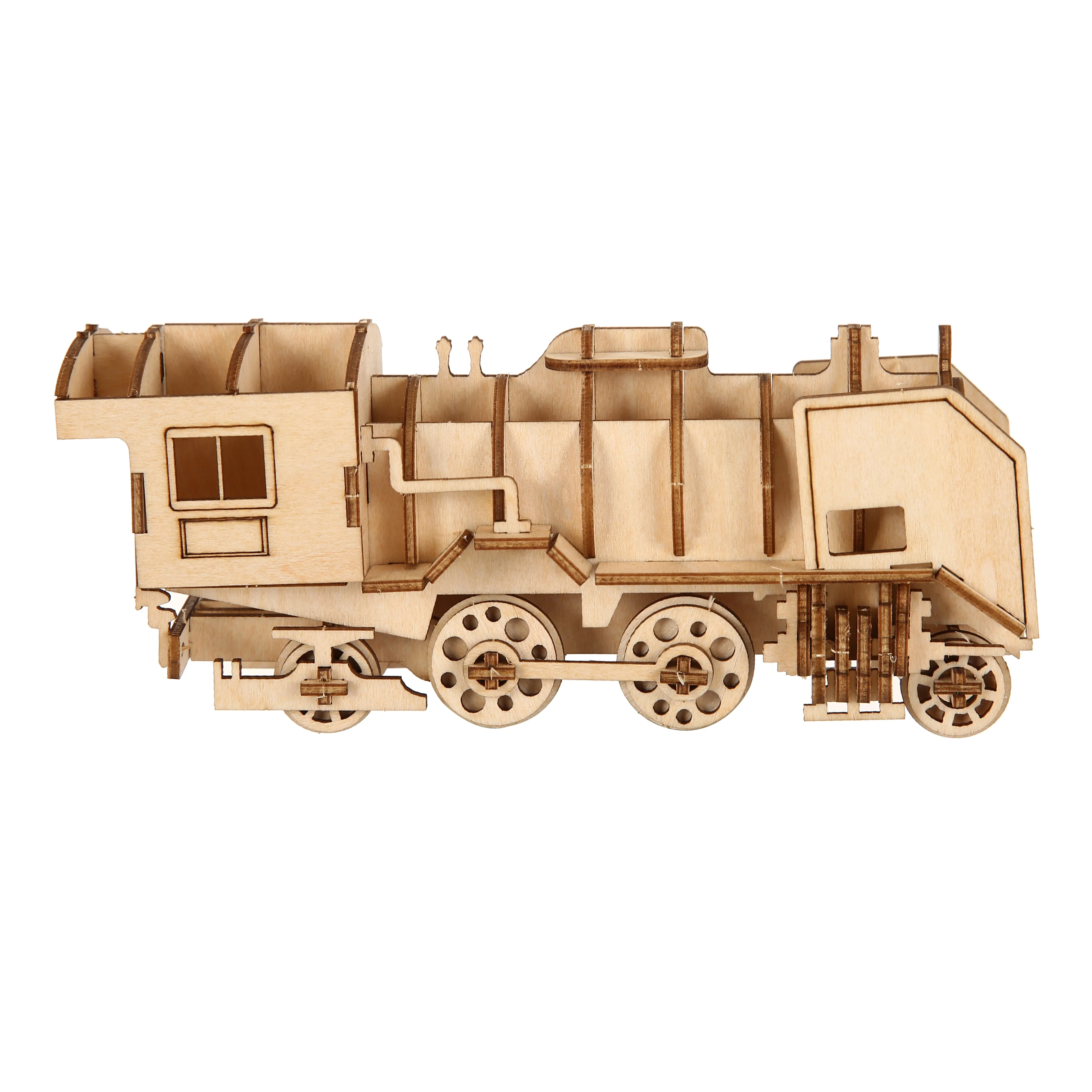 Modelo de locomotiva diy 3d quebra-cabeça de madeira bloco de construção kits montagem brinquedo presente aniversário para crianças adulto decoração casa