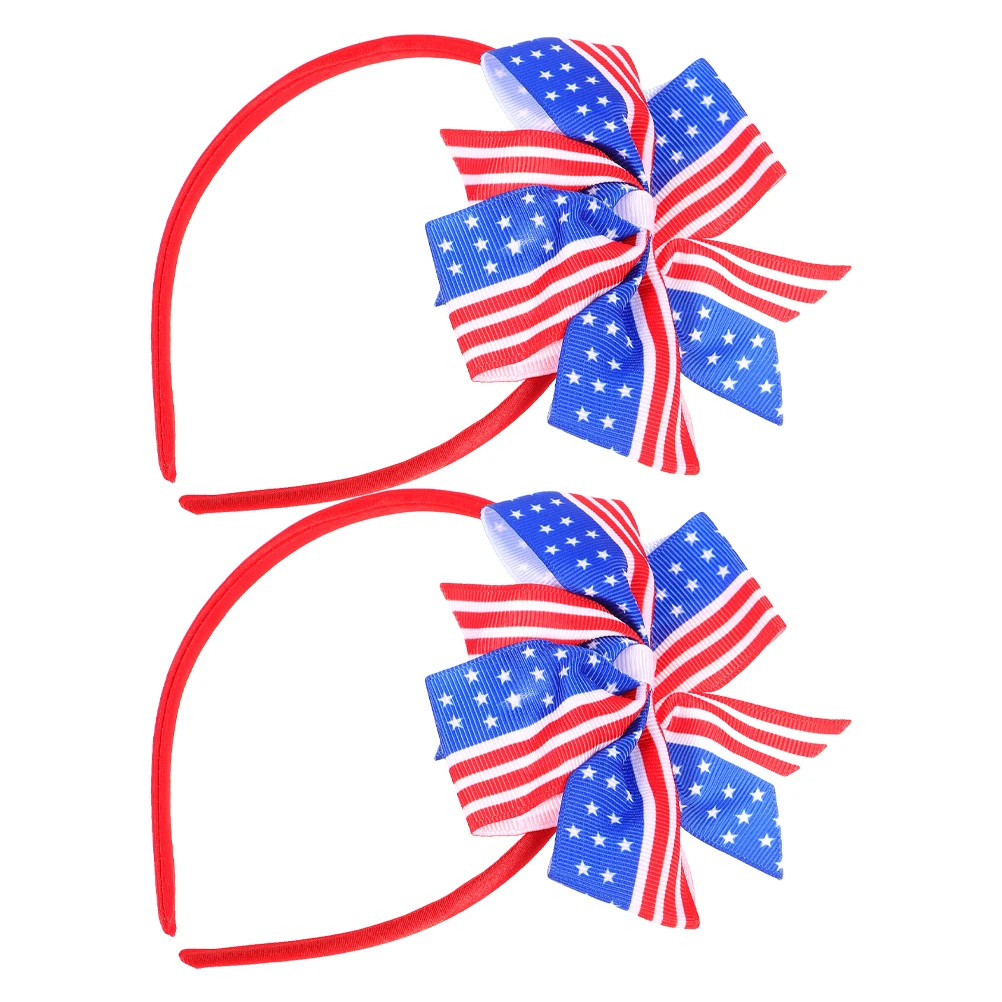 

2pcs American Flag Headb s for Kids Girls Patriotic Hair Accessories Independent Day Bows Soft Fabric Comfortable Fit Vibrant