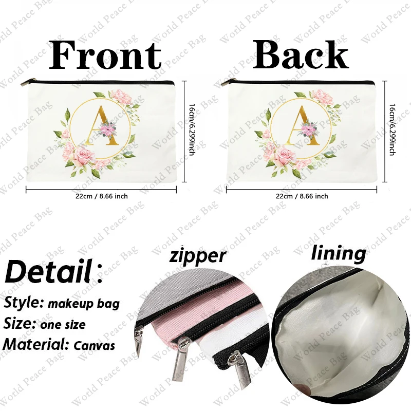 1 pc Initial Print Women Bridesmaid Make Up Case Cosmetic Bag Beauty Toiletry Organizer Travel Wash Pouch Wedding Bride Shower