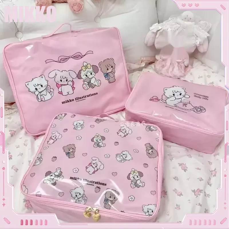 

Three-Piece Suit Cute Mikko Clothes Storage Bag Cute Luggage Storage Bag Travel Bags Sets For Girls Kawaii Mikko Room Decorative