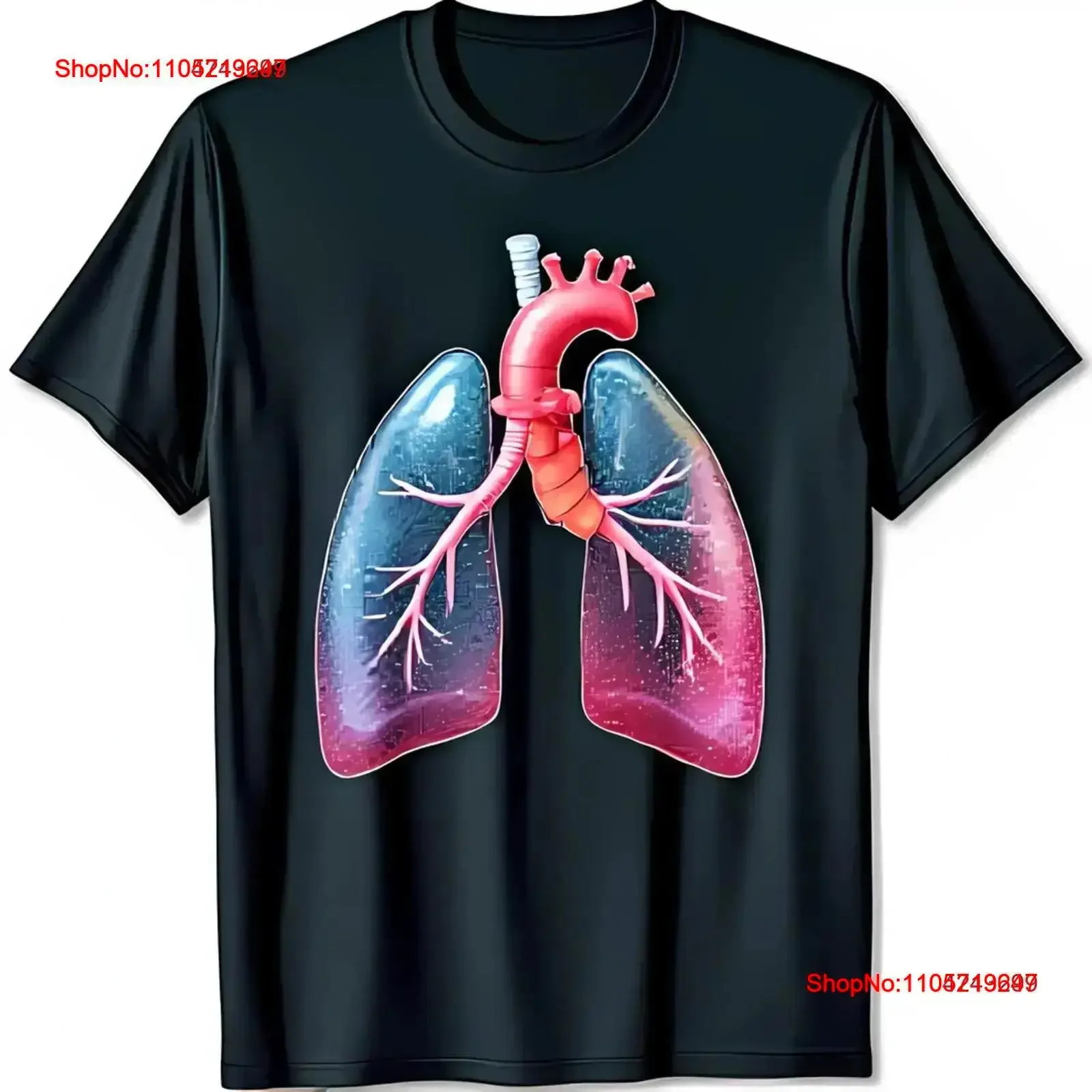 

Human Heart Lungs Black T Shirt Anatomical Art vintage Washed Comfortable Soft Stylish Breathable Top For Everyday Wear homme